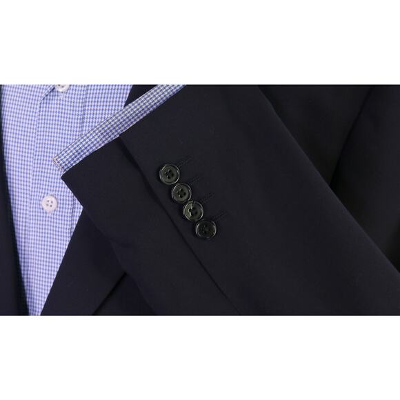 John Varvatos Solid Black Wool Stretch 2-Btn Blazer Jacket 42L - Picture 6 of 9